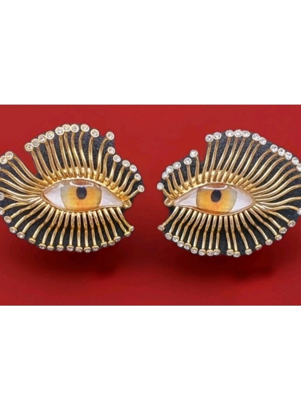 🌹Schiaparaely Earrings Eye Lashes Crystals Earrings